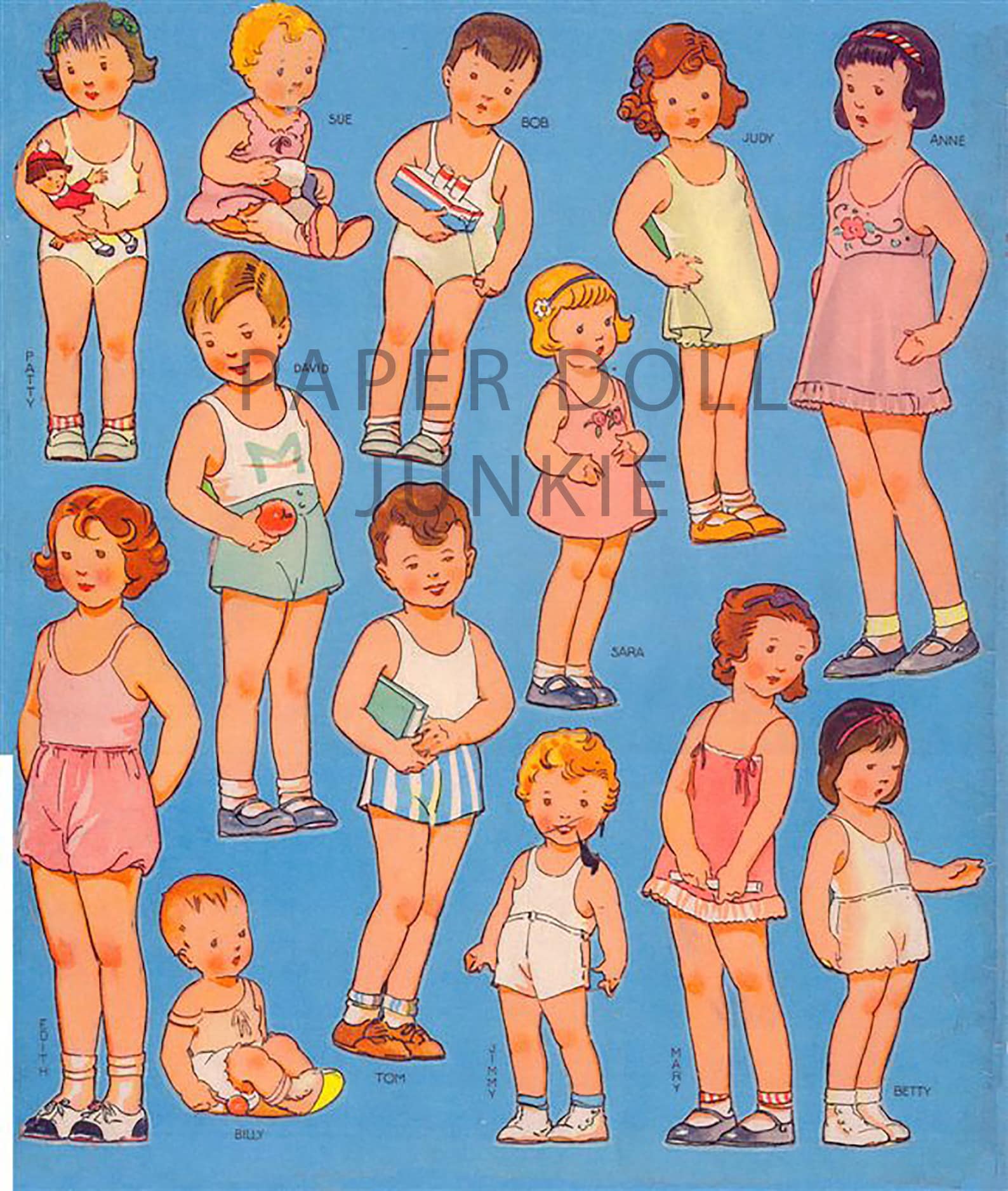 Huge Set of Paper Dolls Vintage Paper Dolls Instant Download Children