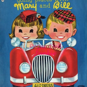 1950er Jahre Vintage Papierpuppen, digitale Papierpuppe Sofort-Download, Going Places mit Mary und Bill, druckbare Papierpuppen Clip Art selten 300 DPI