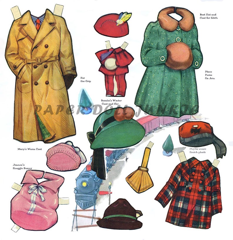 Little Mother Vintage Paper Dolls PDF Printable, JPEG, Children Clip Art, 1940s Retro Paper Dolls, Instant Download, Print at Home image 6
