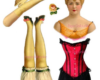 Gelenkpuppe Papierpuppe Viktorianische Papierpuppe Korsett