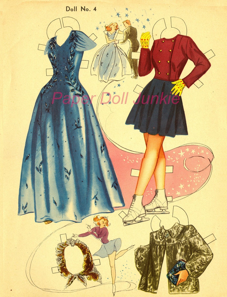 Vintage Paper Dolls - Instant Download - Merry Mermaids 1948 Paper Dolls - PDF Printable and 300 DPI JPEG Files Digital Retro Paper Dolls image 3