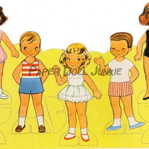 Preschool Paper Dolls, Vintage Paper Dolls Instant Digital Download Paper Dolls Retro Children Clip Art Nursery School Children Crafts, etc.
