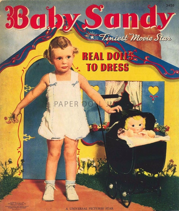 Vintage Paper Dolls - Instant Download - 1941 Baby Sandy Tiniest Movie Star - Clip Art - PDF Printable - JPEG Files