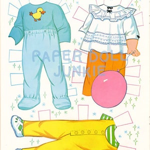 Vintage Paper Doll - Baby First Step - 1965 Paper Doll - Instant Download Printable PDF and JPEG files - Doll Clip Art image 9