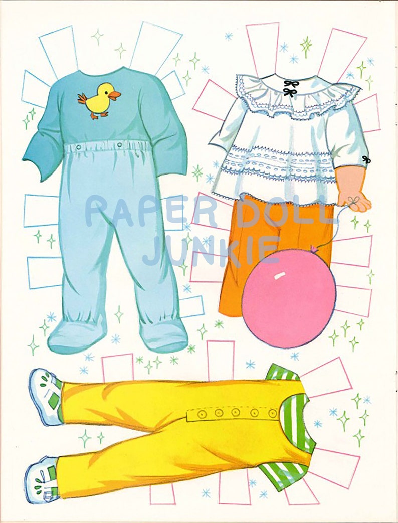 Vintage Paper Doll - Baby First Step - 1965 Paper Doll - Instant Download Printable PDF and JPEG files - Doll Clip Art image 9