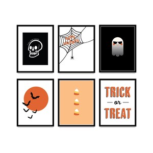 Halloween Printable Bundle Pack (Set of 6), Ghost, Spider Artwork for Wall Art Decor