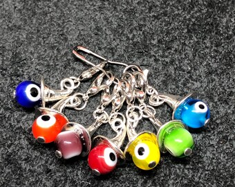 Stitch markers, progress markers "I see you" 7-piece set / 3-piece set with carabiner