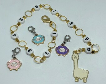 Row counter "Alpaka & friends", counting chain for knitting, crocheting, progress marker, stitch marker