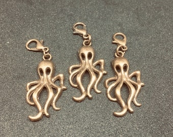 Octopus - antique bronze or silver - individually or in a set of 3 - stitch markers