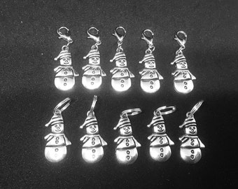 Snowman - set of 5 - stitch markers - three designs