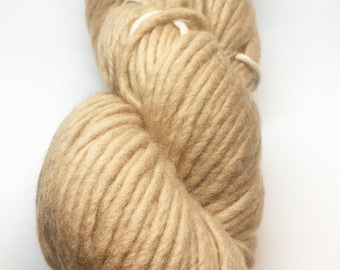 Wool yarn, light brown "camel", plant-dyed, 100% virgin wool for needle binding