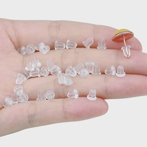 100 (50 Pairs) Clear Soft Rubber Earring Backs Earnuts Stoppers ~ 4mm