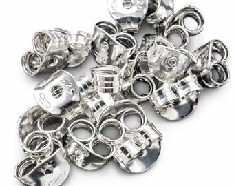 Cierres de pendientes de plata de ley maciza 925 con diseño de mariposas y ajuste a presión, pequeños de 5 mm