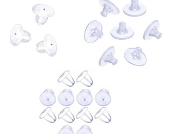 60 x Silicone Soft Rubber Replacement Earring Backs Earnuts Stopper Bullets Mixed Pack S/M/L