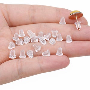 20 x Soft Silicone Replacement Earring Backs 4mm Bullet | Clear Earring Stoppers | UK Seller