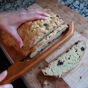 BREAD KNIFE cherry walnut hand made wood Wooden Bread Knife, Fiddle Bow Bread Knife, Wood Bread Knife baking bread flour