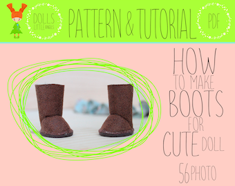 PDF Anleitung Stiefel Puppe / Puppenschuhe 4cm / Schnittmuster Schuhe Puppe nähen / Kleidung Schnittmuster / Wie Man Schuhe Puppen macht / DIY