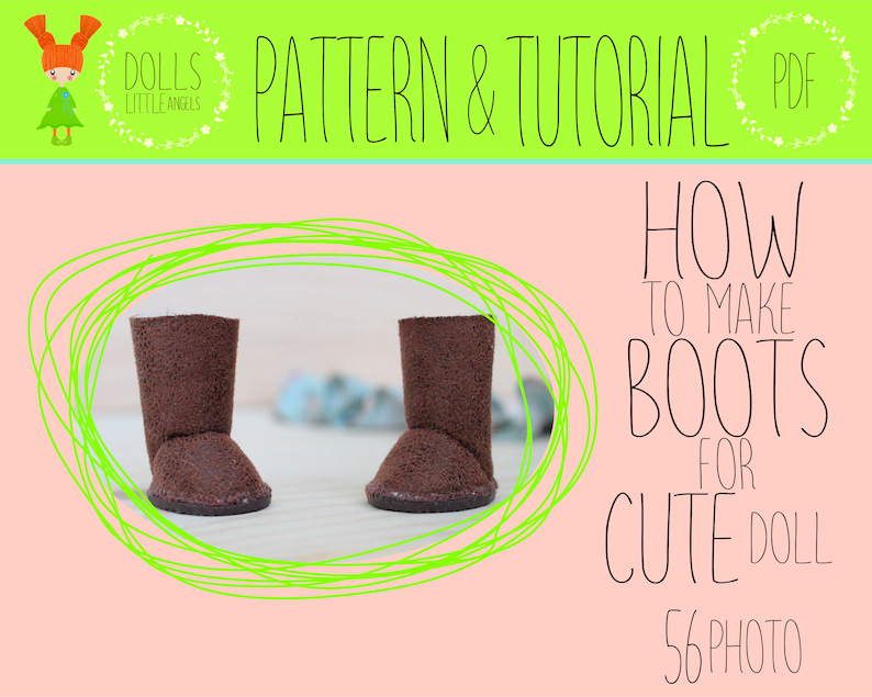PDF Tutorial Boots Doll / Doll Booties 4cm/1.5 / Pattern Shoes Doll Sewing / Clothes Pattern / How To Make Shoes Dolls / DIY image 1