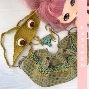 PDF Pattern Crochet Frog Outfit for Blythe Dolls 30cm/12&quot; ENGLISH