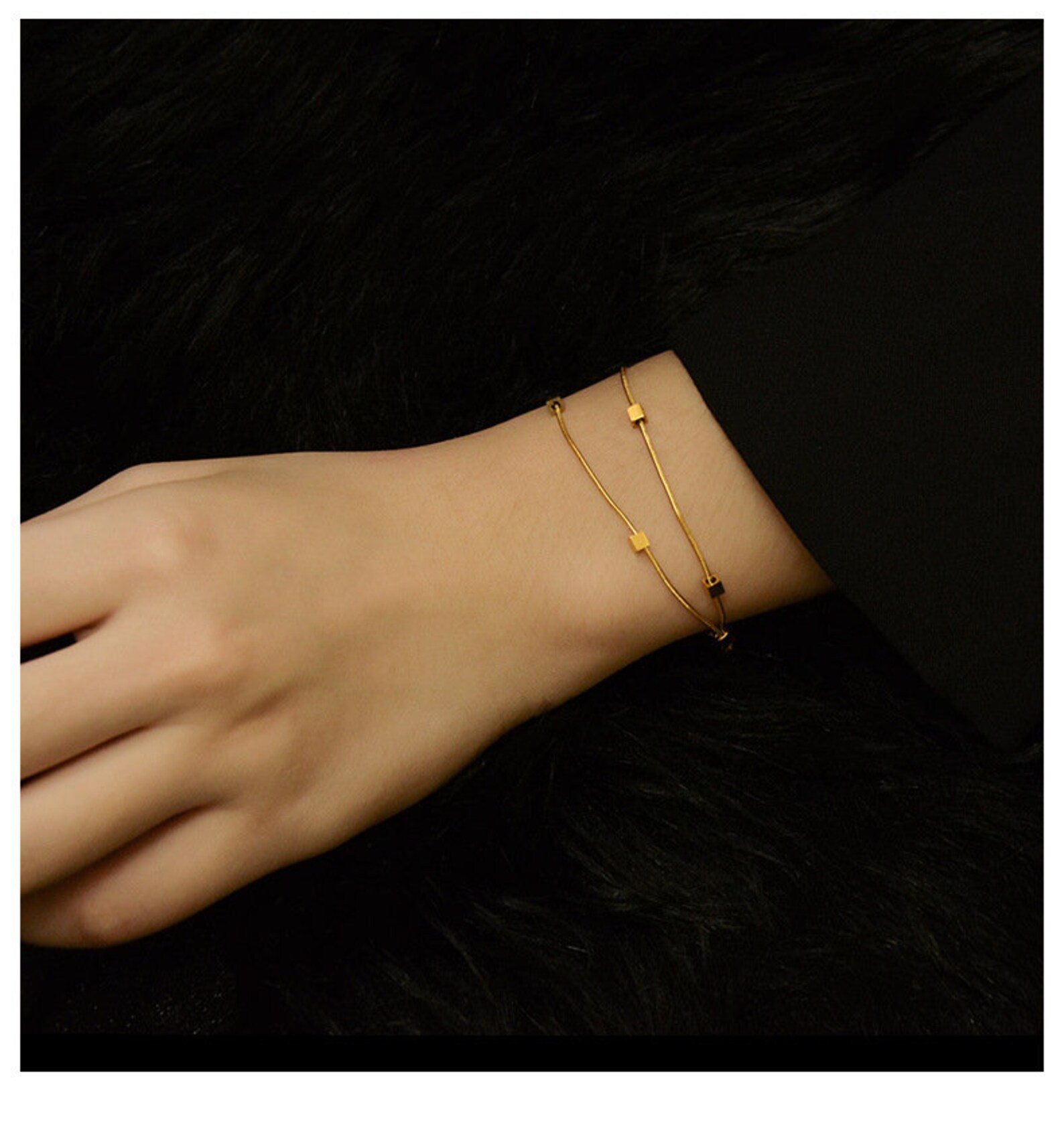 Layered Rose Gold Bracelets 2 Styles to Choose From Gold Bead Etsy
