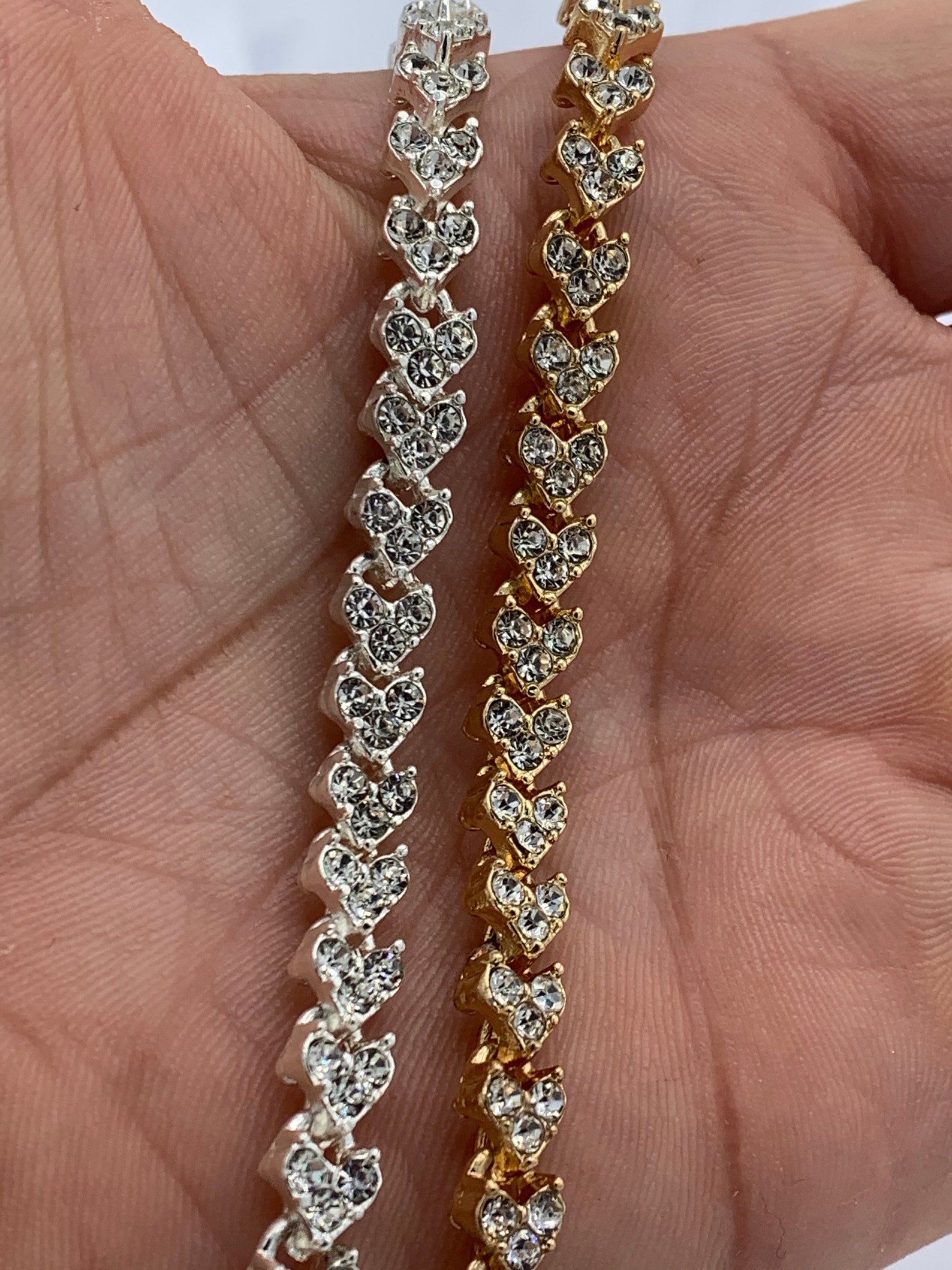 Sparkling CZ Heart Tennis Bracelet Gold Heart Tennis Etsy