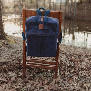Mochila de lona encerada - Mochila/cartera grande de lona encerada azul marino