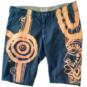 Jerry Gant Herren Shorts Größe 40 signiert Wearable Art Artwear Sixty Spa Brand Cotton Linen Artist Embellished - Bitte nach unten blättern für Beschreibung