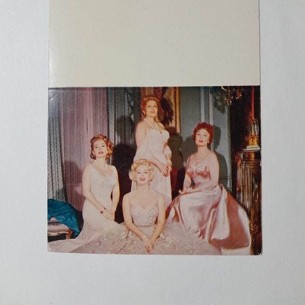 Jolie Gabor Pearl Salon 1950s Business Promo Card Mama with daughters Zsa Zsa Magda Eva in her NYC Jewelry Shop