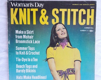 Knit & Stitch Woman's Day Magazine 1973 Patterns and instructions for gifts -scroll down for item description