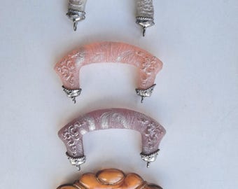 Lote de 4 asas de resina para bolso, estilo vintage ornamentado. Desplácese hacia abajo para ver la descripción completa.