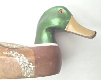 Señuelo de pato de madera con ojos de vidrio, pintado a mano, 35 cm, decoración de caza. Desplácese hacia abajo para ver la descripción completa.