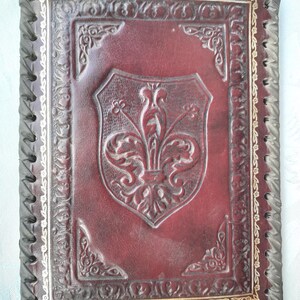 Italian Leather like Notepad Cover with Embossed Design,  Fabric Lacing & Gilt Detail, scroll down for full description