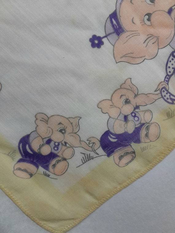 Children's Hankie, Likely 1940s, with Elephants F… - image 7