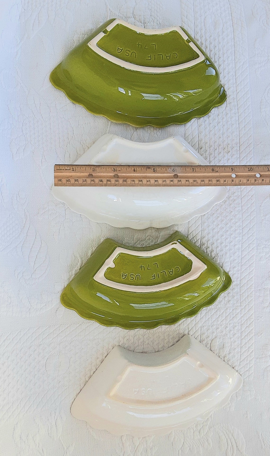 Lazy Susan Dishes California Pottery Green White L74 No Tray Etsy