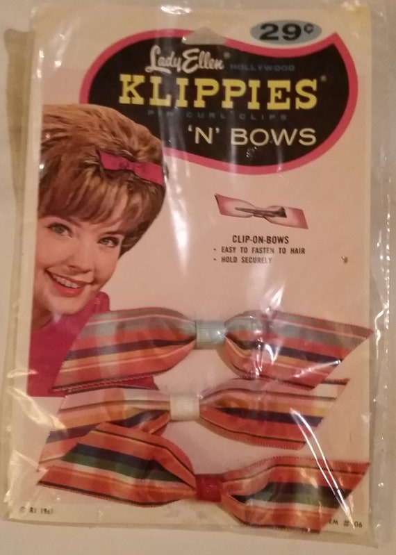 Bow Hair Clips 1961 Lady Ellen Striped Pin Curl New In Package Etsy