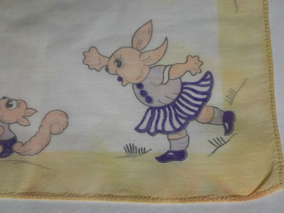 Children's Hankie, Likely 1940s, with Elephants F… - image 3