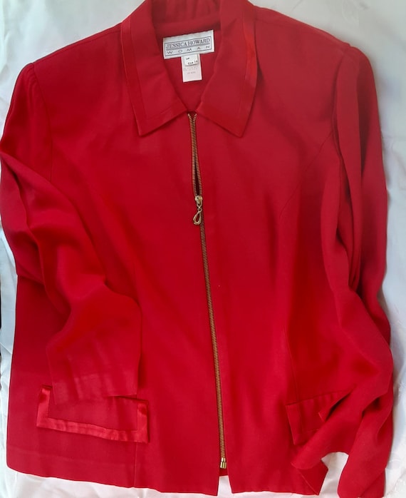 Red Pants Suit Sz 16 Jessica Howard Woman 1980s Cl