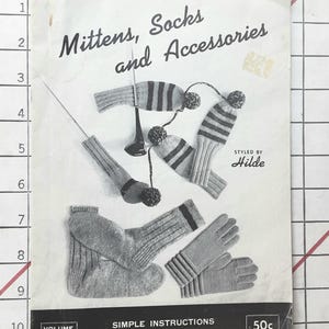 Knitting Patterns, 1967 Mitten Socks & Accessories, by Hilde Fuchs, Dogs Kids Adults Toys, scroll down for full description