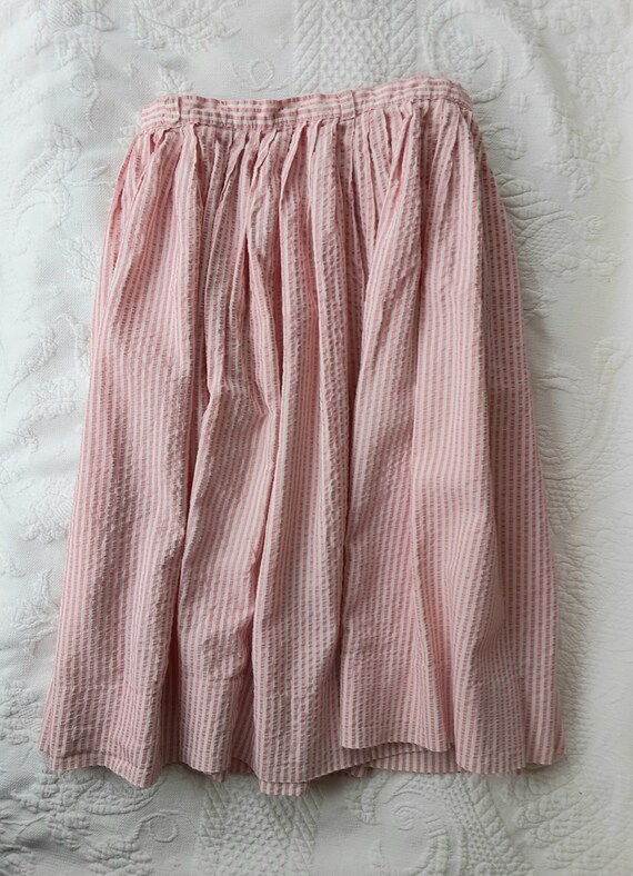 Pink & White Seersucker Full Skirt Small Girls or… - image 3