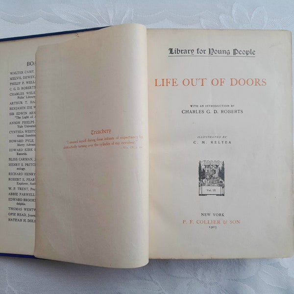 Life Out of Doors, a Distressed 1903 Antique Book, Library for Young People, P.F. Collier & Son -scroll down for full description