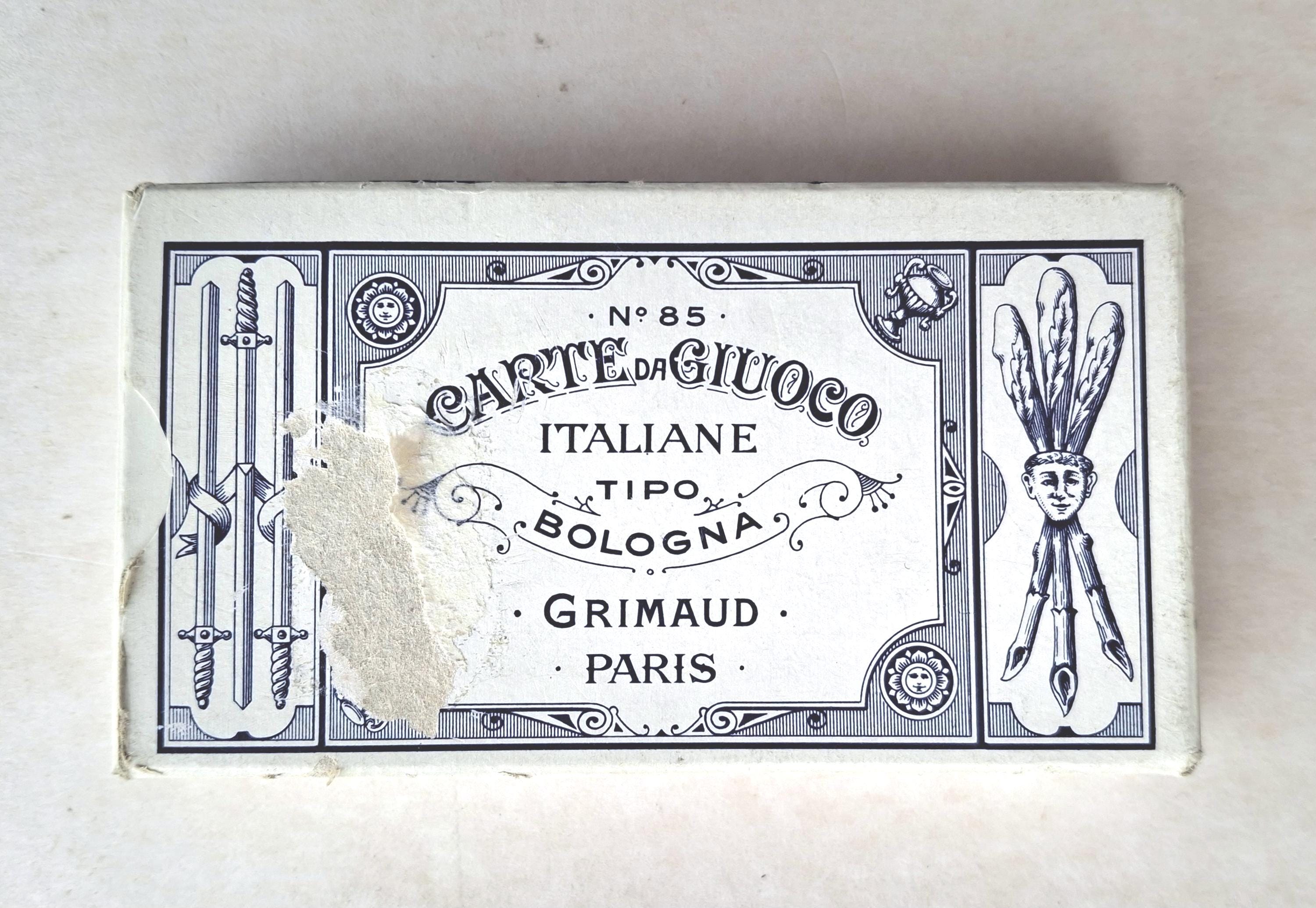 Tarot Card Oracle Deck, 40 Cards from Grimaud Paris,  Bologna Type, Carte de Giuoco No 85 -scroll down for full description