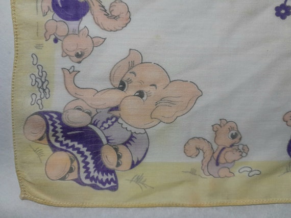 Children's Hankie, Likely 1940s, with Elephants F… - image 9