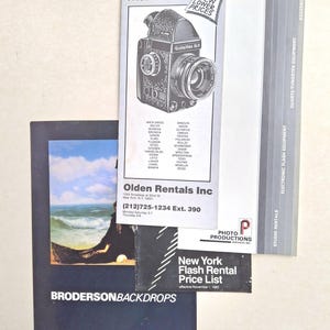 1980s Photo Studio Brochures, Equipment, Props, Supplies, Rentals, Lot of 4 NYC, scroll down for full description