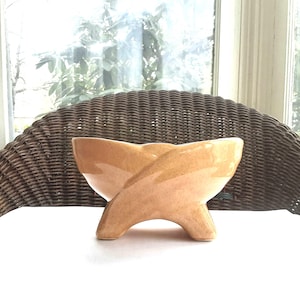 Ceramic Planter, Yellow, Brown Mustard Color, Footed Small 3 1/2&quot; x 6&quot;, Mid Century Vintage -scroll down for full description
