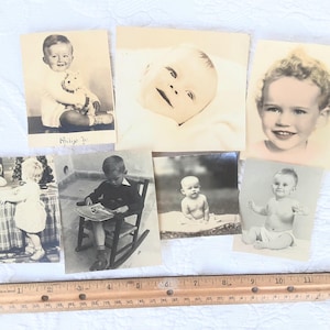 Baby and Child Photos, 1930s - 40s, Original Portraits and Candid,  1 Hand Tinted,  Lot of 7 -scroll down for full description