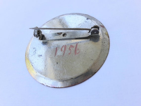 1950s Brooch Miniature Dish Mini Plate Pin  Flora… - image 3