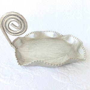 Aluminum Tidbit Tray, 7 1/2" Candy or Nut Dish with Pine Cones Design, for Mid Century Rustic Decor -scroll down for full description