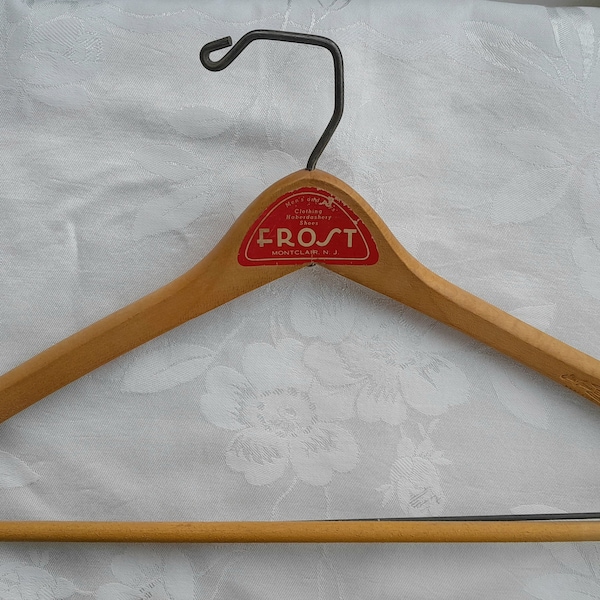 Vintage Wood Clothes Hanger, Frost Men's Shop Montclair, NJ, Batts brand, Wishbone Style, Advertising