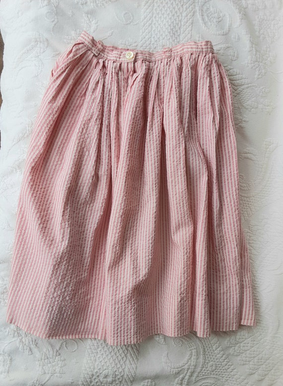 Pink & White Seersucker Full Skirt Small Girls or… - image 4