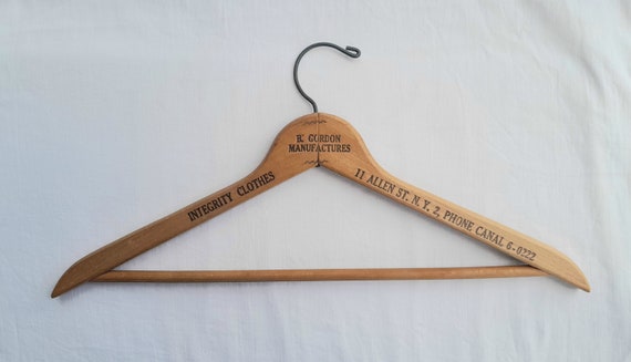 Wooden Hanger From B. Gordon Manufactures NYC Makers of Integrity